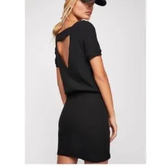 Free People Beach Ribbed Black Bodycon Dress Open Back Size Small - Picture 2 of 8